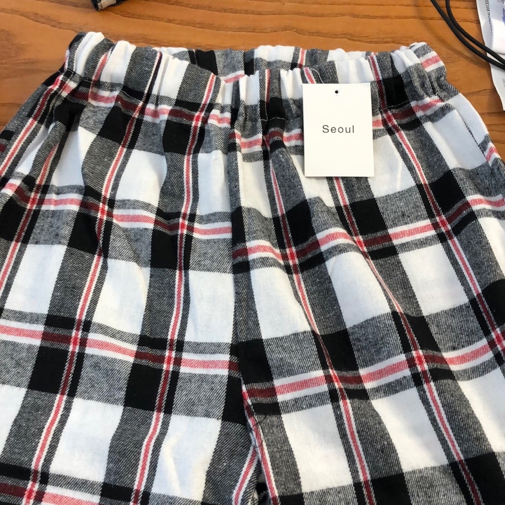 Baggy plaid loose leg fit sweatpants
